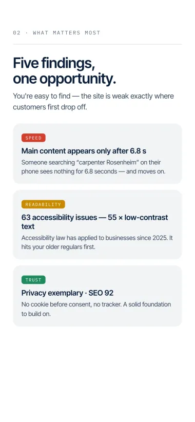 Website check — key findings